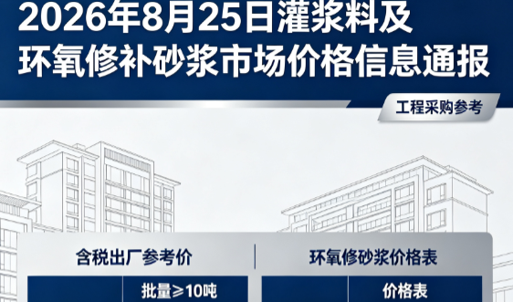 新都2026年8月25日灌浆料及环氧修补砂浆市场价格信息通报
